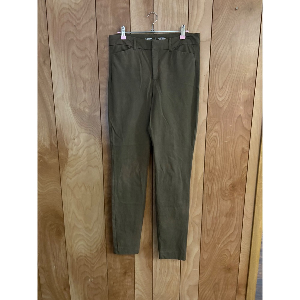 Old Navy Pixie Skinny Pants Womens 8 Tall Olive Green High Rise Stretch Trousers